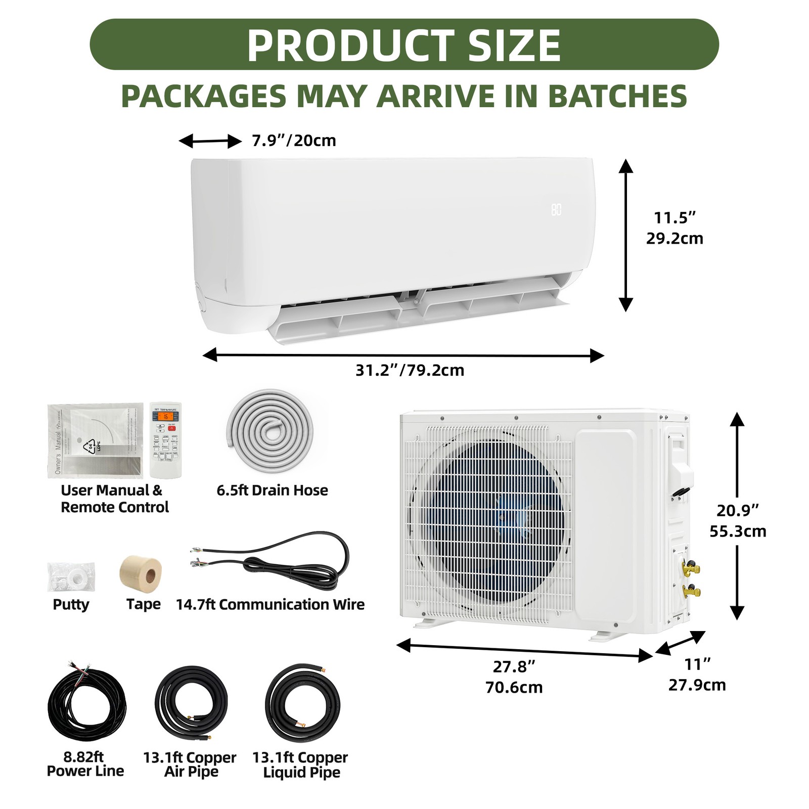 12000 BTU Mini Split Air Conditioner 20 SEER2 115V Ductless Wifi Cool Heat Pump