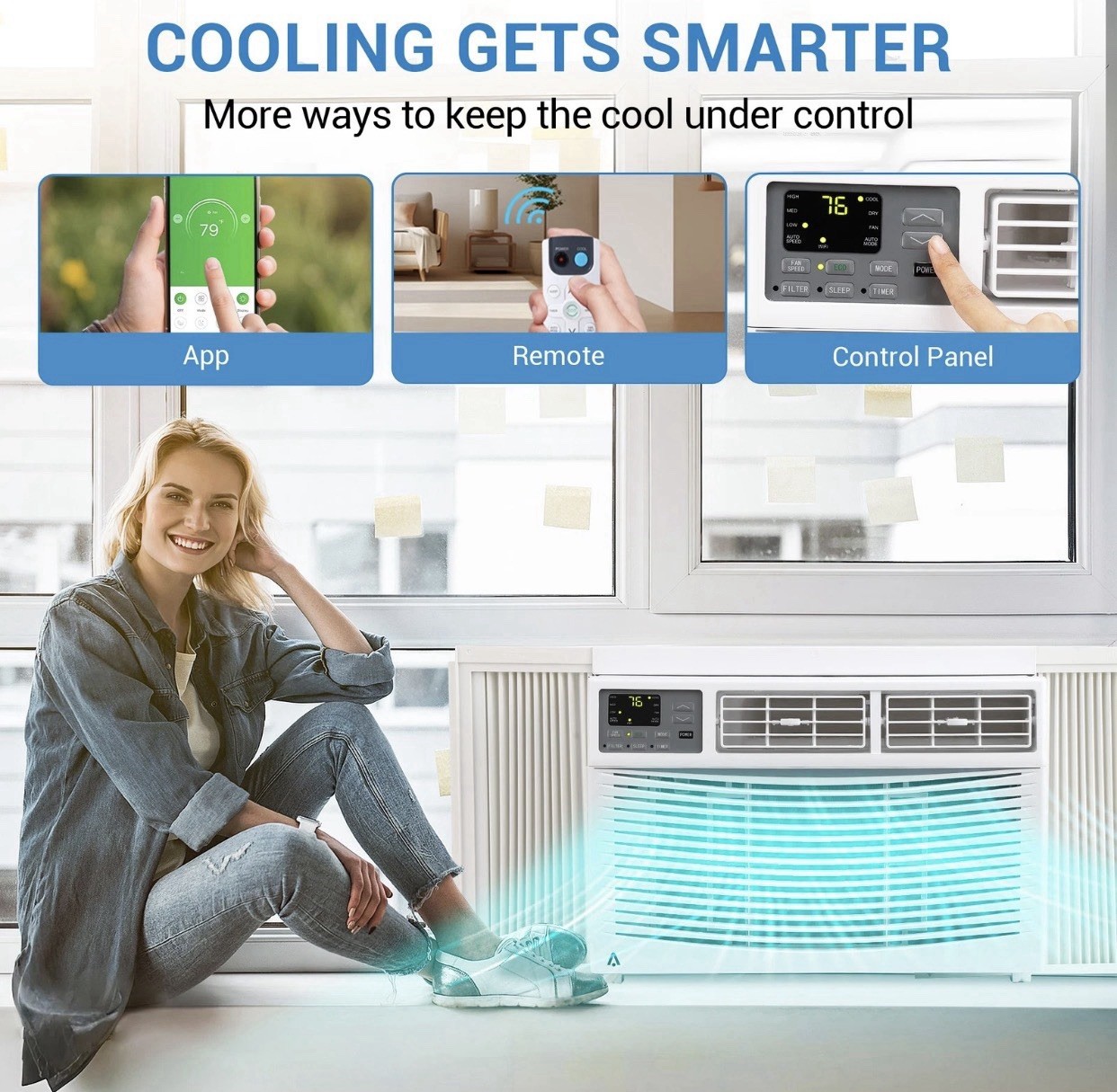 Garvee 8000 BTU Window Air Conditioner Unit with Remote Control Cool to 350 Sqft