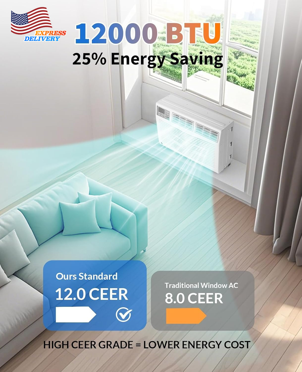 Window Air Conditioner 12000 BTU with Wifi Energy Efficient Window AC Unit NEW