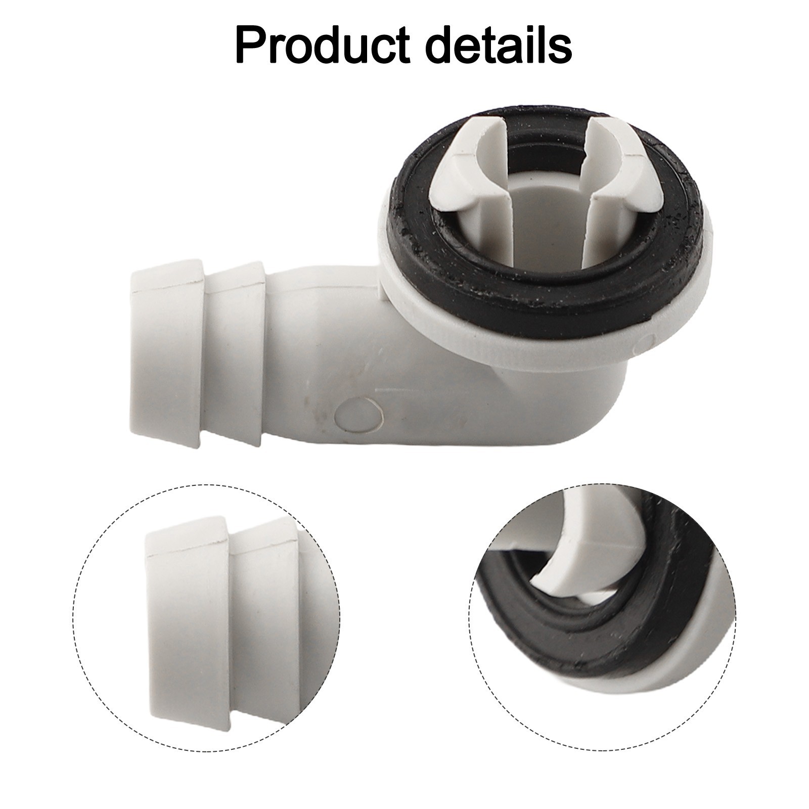 polymer Air Conditioner AC Drain Hose Connector Elbow Fitting & Rubber Ring Kit