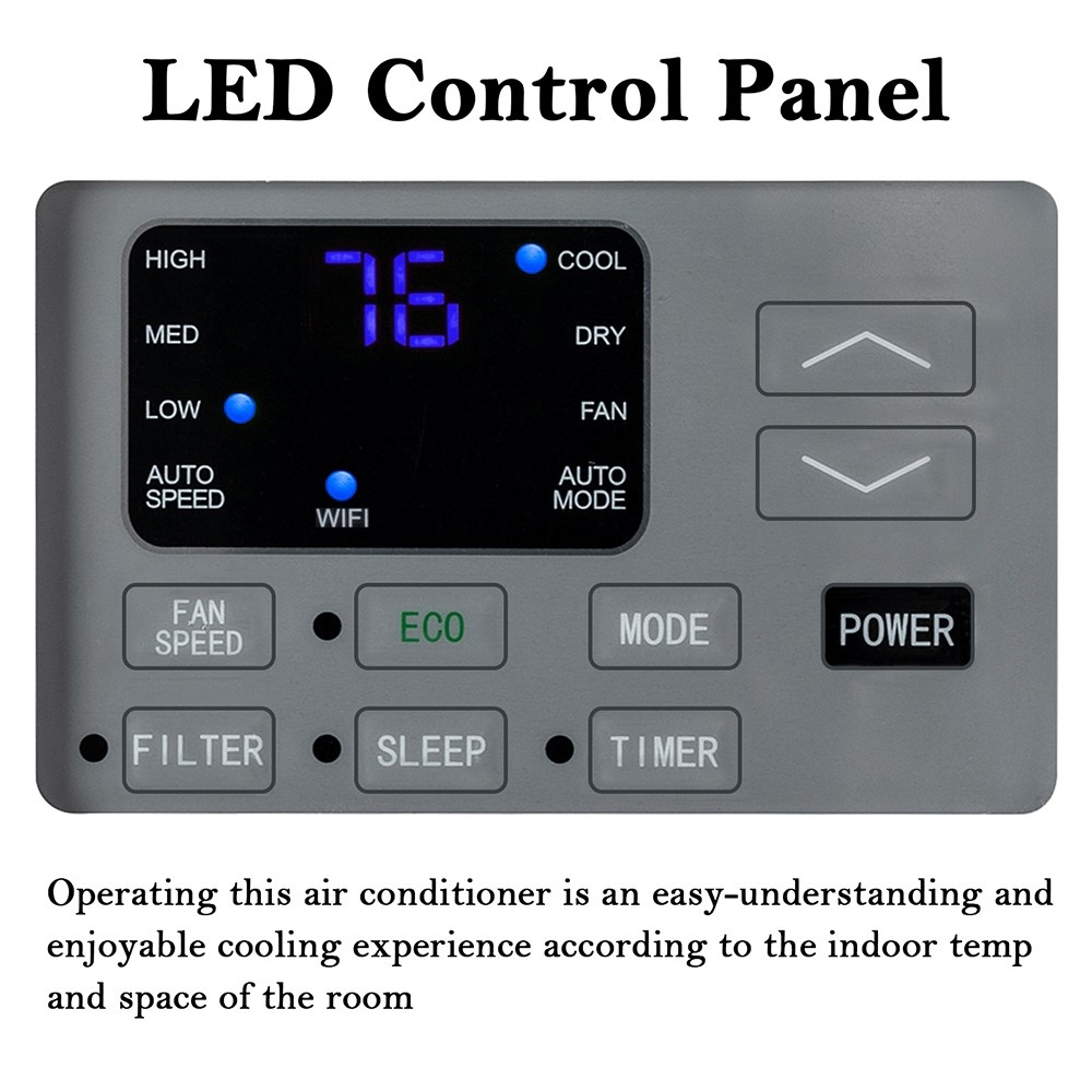 8,000 BTU Window Air Conditioner & Dehumidifier, Fan w/Timer, Sleep Mode Wifi