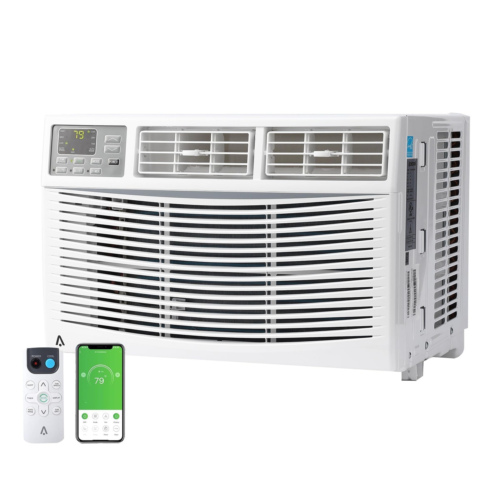 8000 BTU Window Air Conditioner 350 Sq.ft AC Unit w/Remote & WiFi 24H Timer 8K