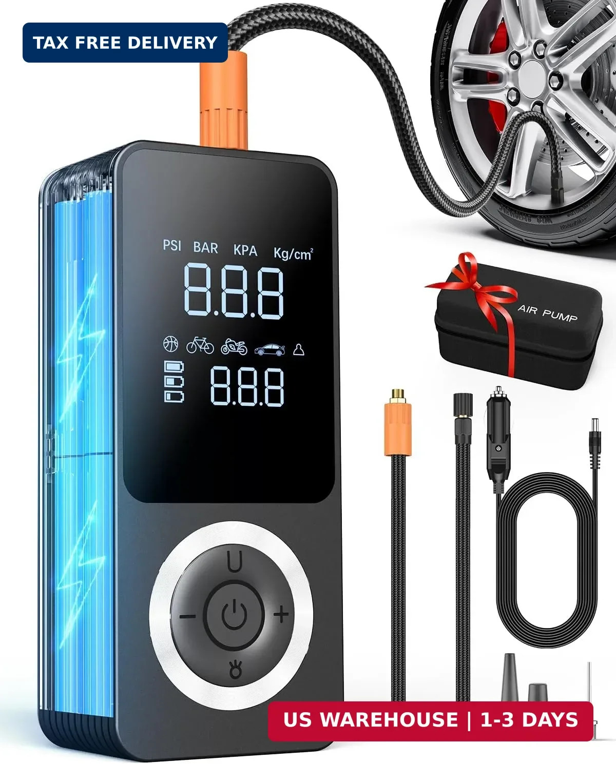 Cordless Tire Inflator Portable Air Compressor, Smart Air Pump for Car Tire with
