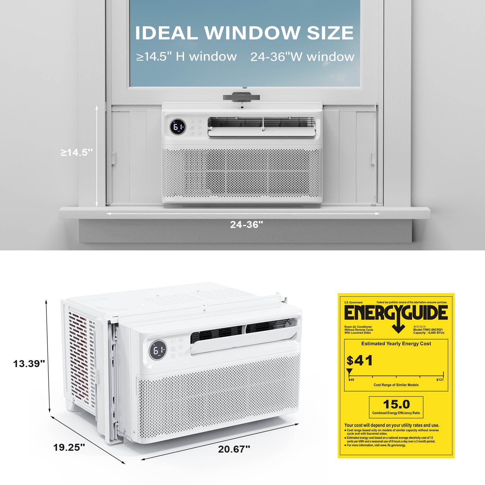 12000 BTU Window Air Conditioner with Inverter Compressor, AC Unit for Window
